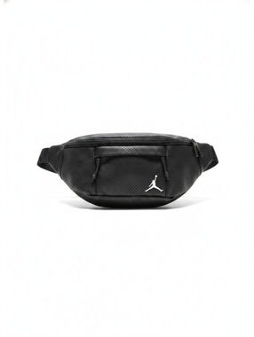 Nike Air Jordan Black Perforated Faux Leather Fanny Pack Waist Bag